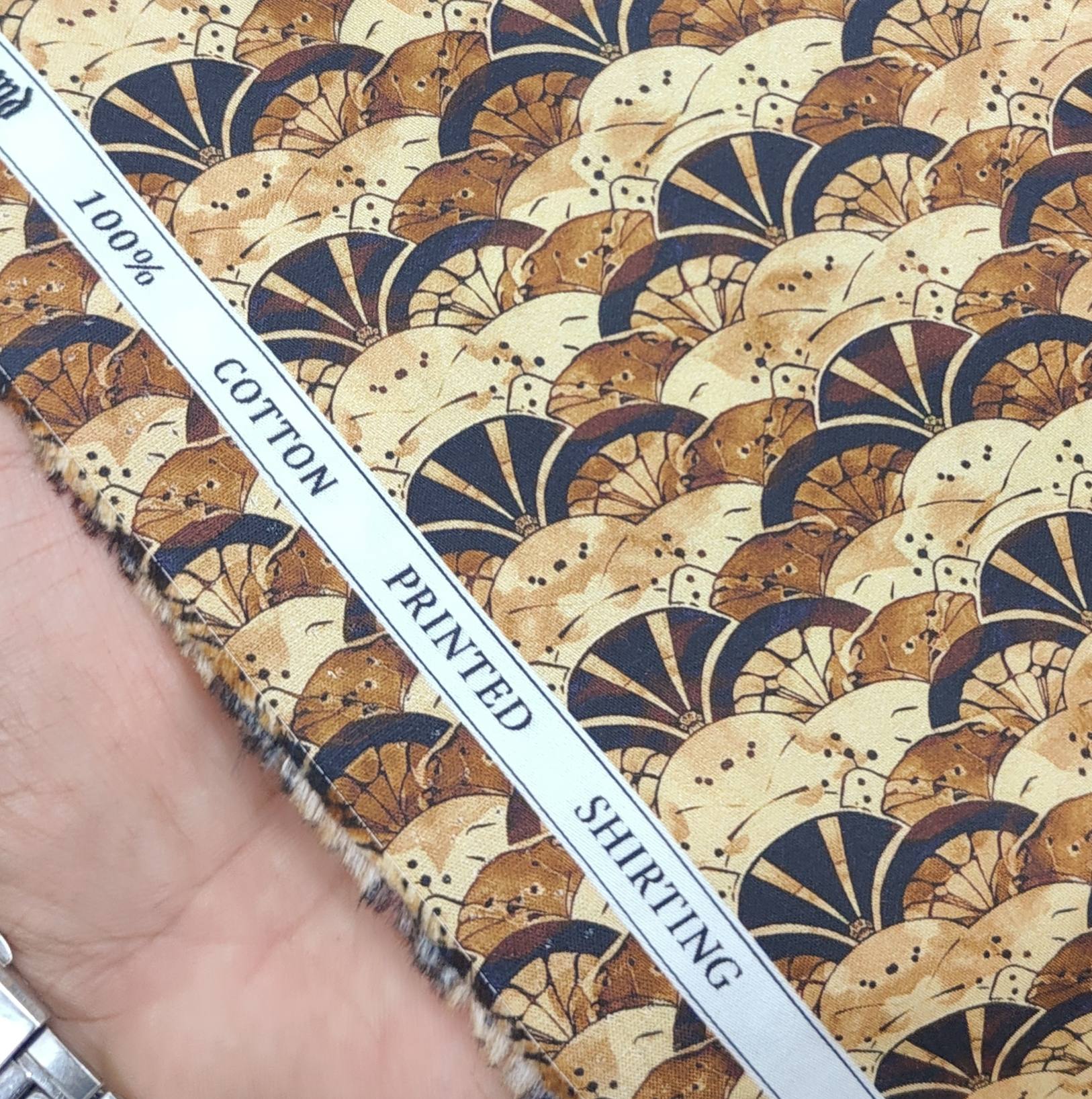 Raymond Premium Giza Cotton Digital Printed Shirt Fabric Colour Golden